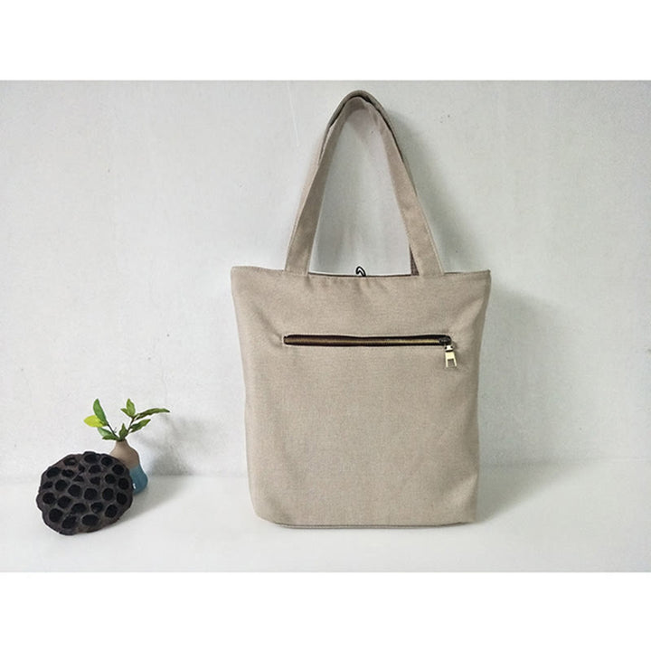 Kwiat gruszy śliwka brzoskwiniowy kwiat bambus haft płótno duża pojemność torba na ramię torba typu tote - image 44