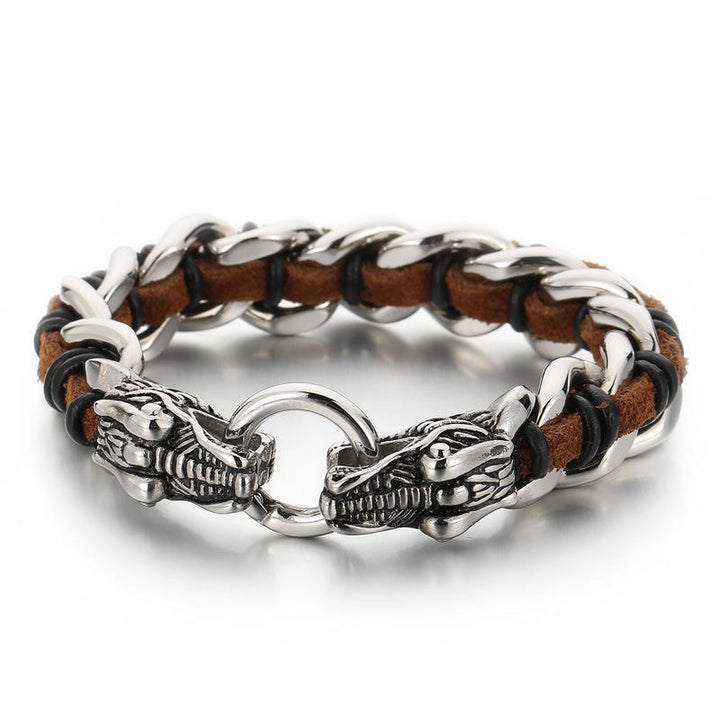 Bransoletka pleciona ze stali tytanowej Dragon Leather Protection Luck