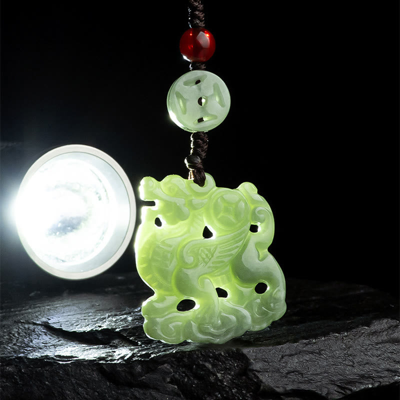 Buddha Stones Naturalny Jade Kirin Dobrobyt Telefon Wiszący Dekoracja