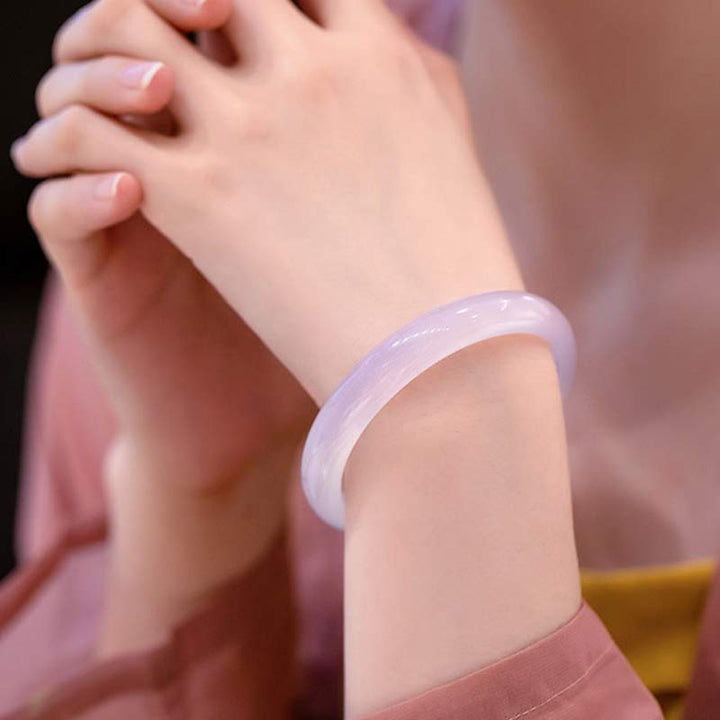 Buddha Stones Naturalne Chalcedon Harmonia Pozytywna Bransoletka Bangle