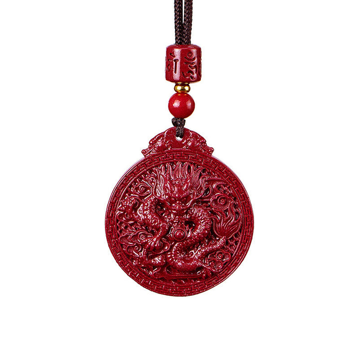 Buddha Stones Rok Smoka Naturalny Cynobrowy Naszyjnik Ochronny Smoka Wisiorek