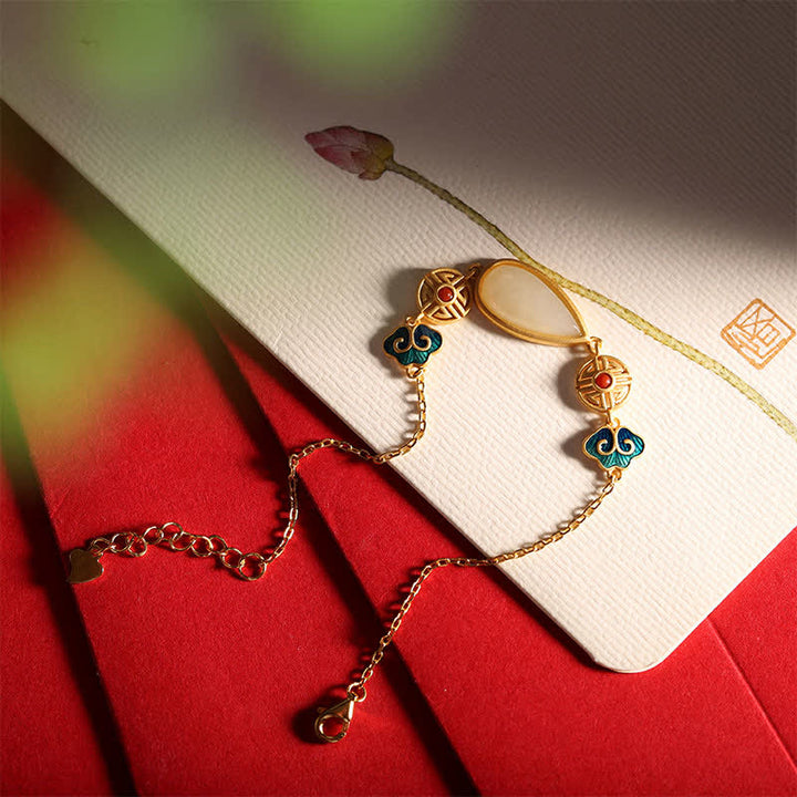 925 Srebro Sterlingowe Hetian Biały Jade Naszyjnik z Kroplą Wody Bransoletka Wisiorek - image 9