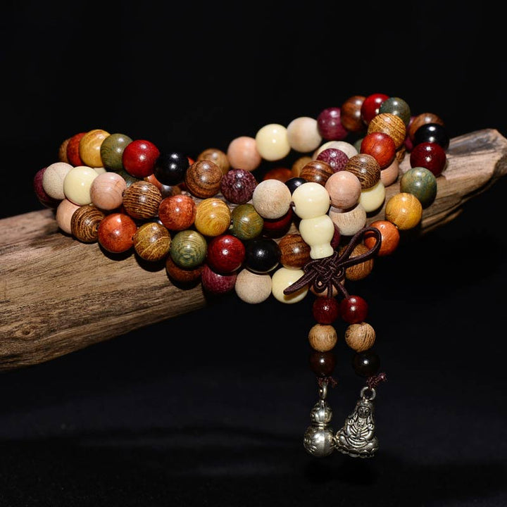 Buddha Stones 108 Koralików Wenge Drewno Mala Błogosławieństwo Medytacja Bransoletka