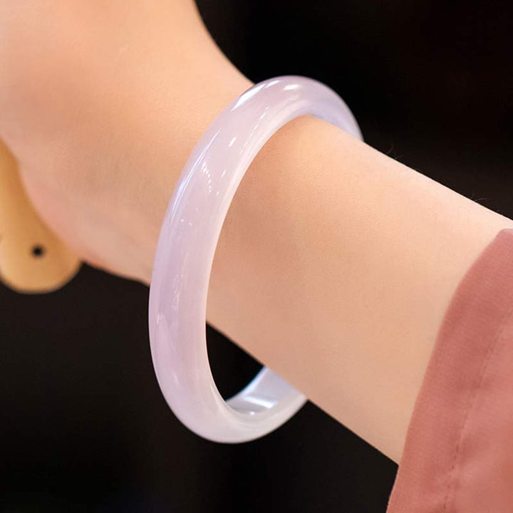 Buddha Stones Naturalne Chalcedon Harmonia Pozytywna Bransoletka Bangle