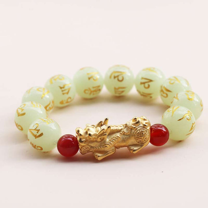 Buddha Stones FengShui Lucky PiXiu Glowstone Bransoletka Bogactwa