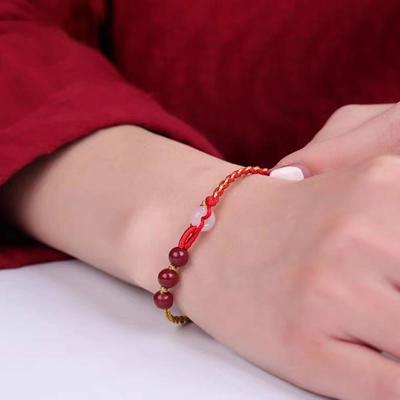 Bransoletka z zapięciem Peace Buckle z Buddha Stones Natural Cinnabar Jade