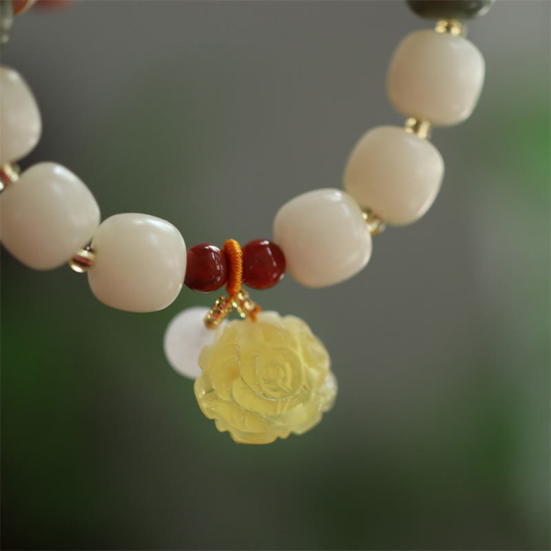 Bransoletka Buddha Stones Gradient Bodhi Seed Amber Lotus Peace
