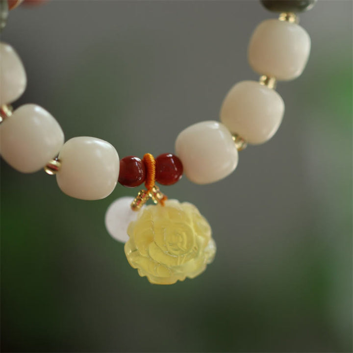 Bransoletka Buddha Stones Gradient Bodhi Seed Amber Lotus Peace