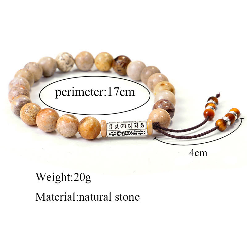Buddha Stones Zwietrzały Kamień Om Mani Padme Hum Wzmocniona Bransoletka