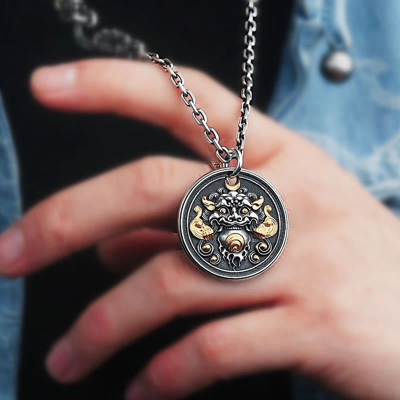 Buddha Stones Tybetański Kirtimukha Amulet Uzdrawiający Naszyjnik Wisiorek