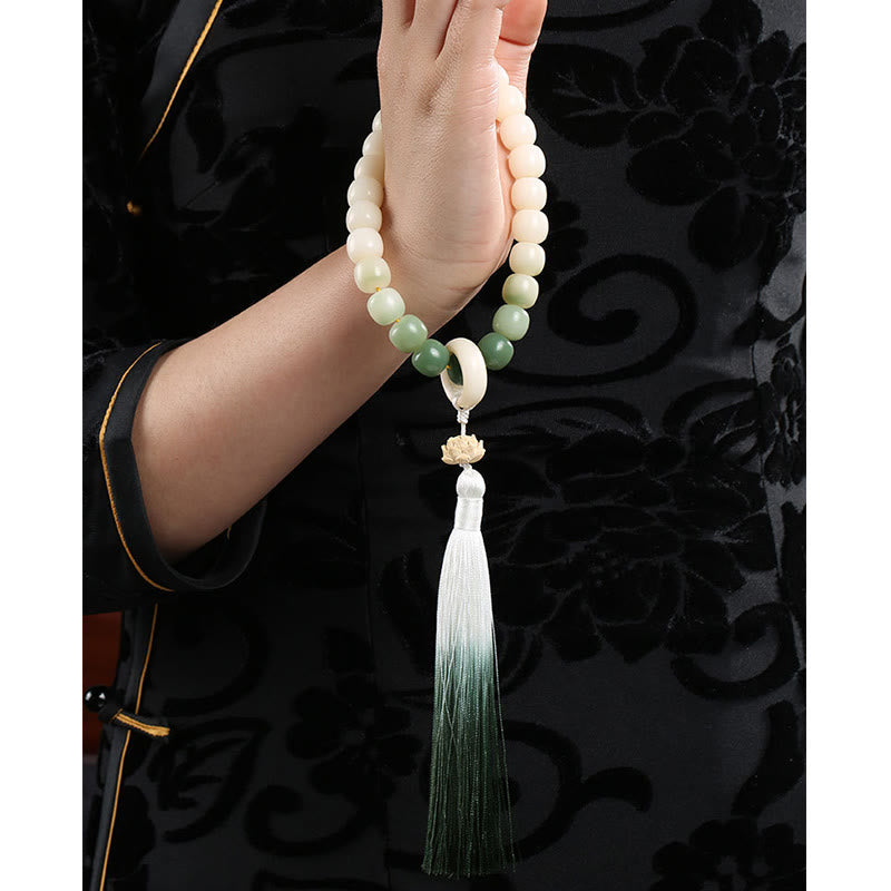Buddha Stones Naturalny Gradient Bodhi Nasiona Fortuny Pieniądze Worek Lotos Mądrość Tassel Nadgarstek Mala