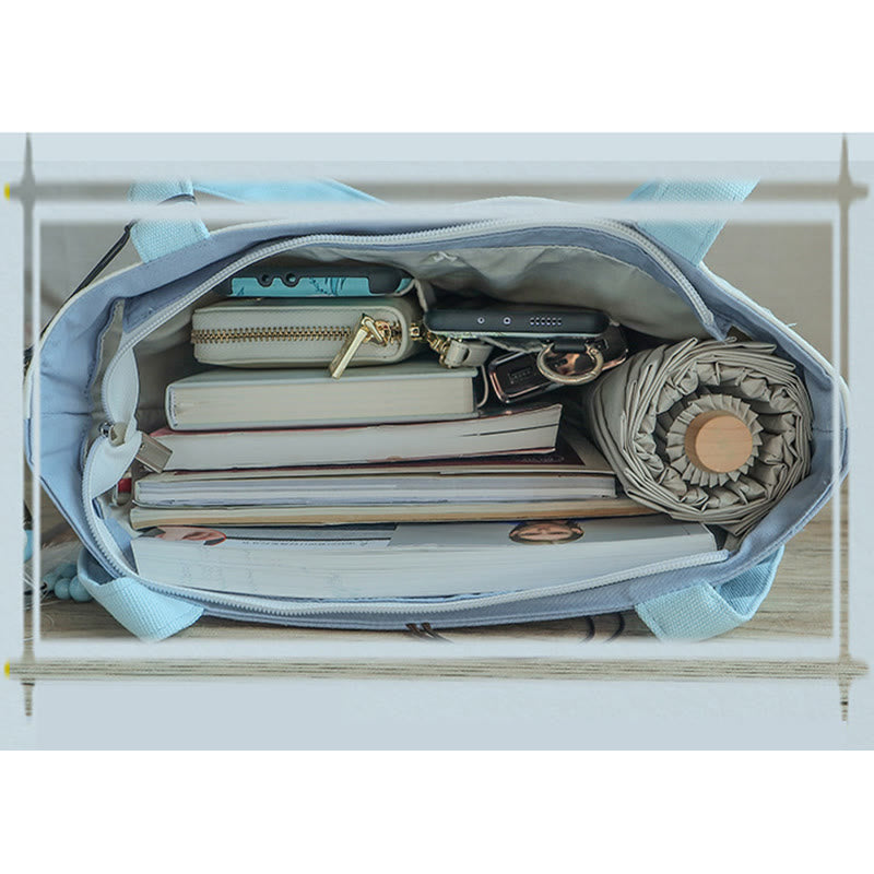 Kwiat gruszy śliwka brzoskwiniowy kwiat bambus haft płótno duża pojemność torba na ramię torba typu tote - image 13