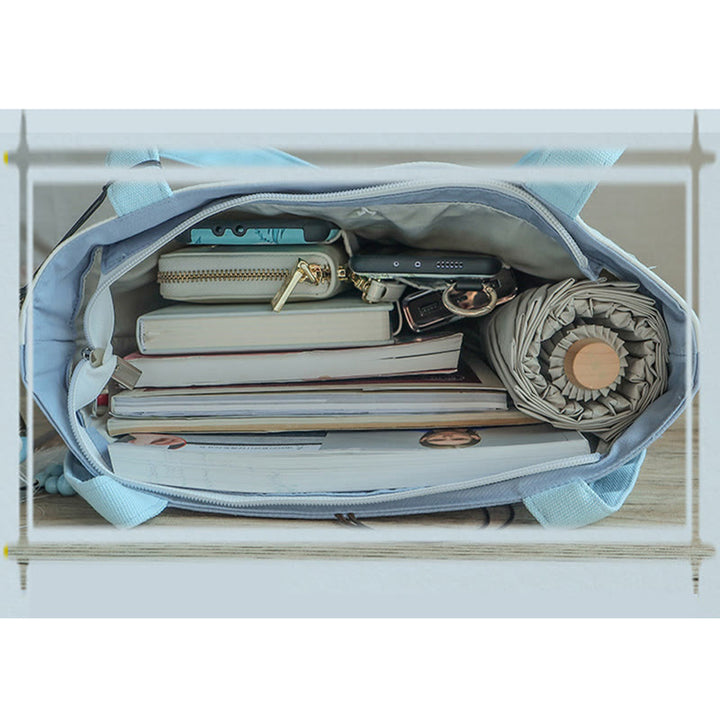 Kwiat gruszy śliwka brzoskwiniowy kwiat bambus haft płótno duża pojemność torba na ramię torba typu tote - image 13