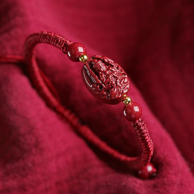Buddha Stones Chiński Zodiak Natal Budda Cynober Trzymaj Z dala Złe Duchy Bransoletka z Liny