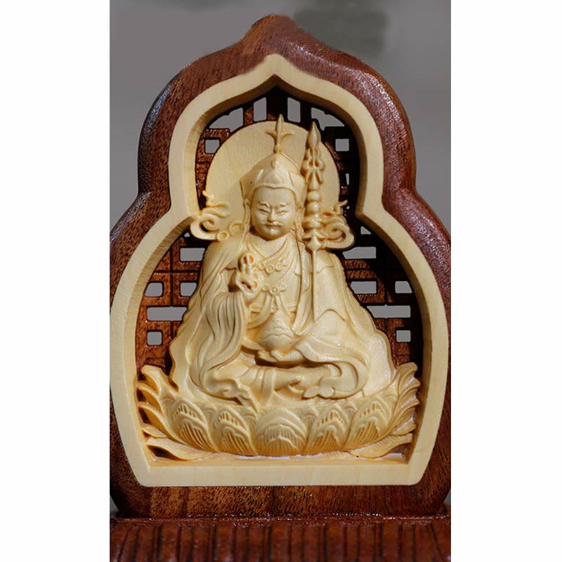 Buddha Stones Guru Rinpocze Budda Padmasambhavan Serenity Drewno Grawerowane Statua Figurka Dekoracja