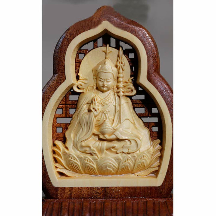 Buddha Stones Guru Rinpocze Budda Padmasambhavan Serenity Drewno Grawerowane Statua Figurka Dekoracja