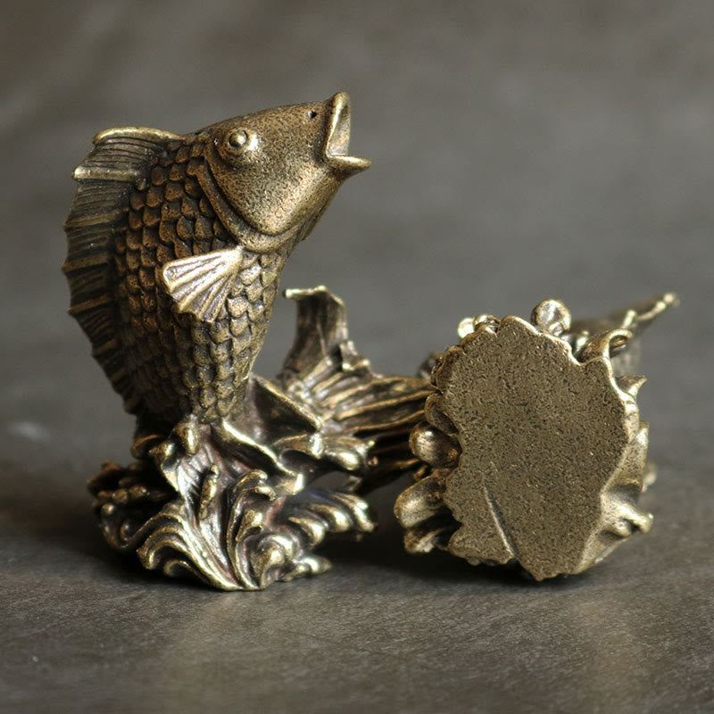 Buddha Stones Ręcznie Robione Małe Ryby Koi Miedź Bogactwo Dekoracja Domu - image 2