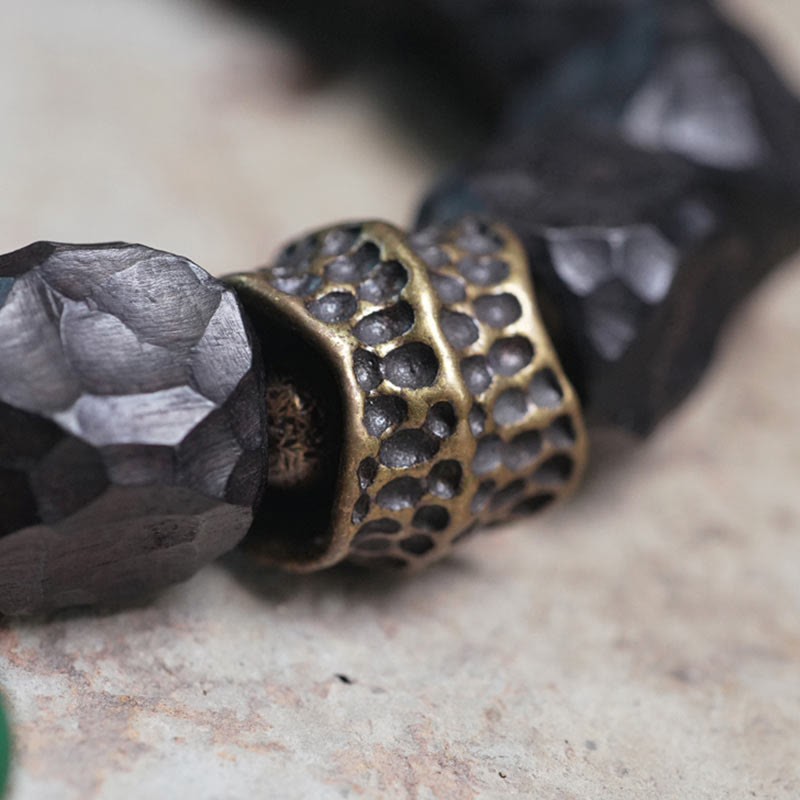 Buddha Stones Tybet Heban Drewno Miedź Pokój Tassel Bransoletka Mala Na Nadgarstek