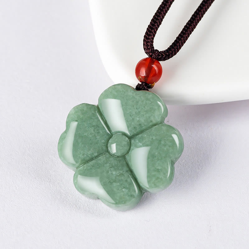 Naturalny naszyjnik z Buddha Stones, koniczyna czterolistna, szczęście, jadeit, dobrobyt