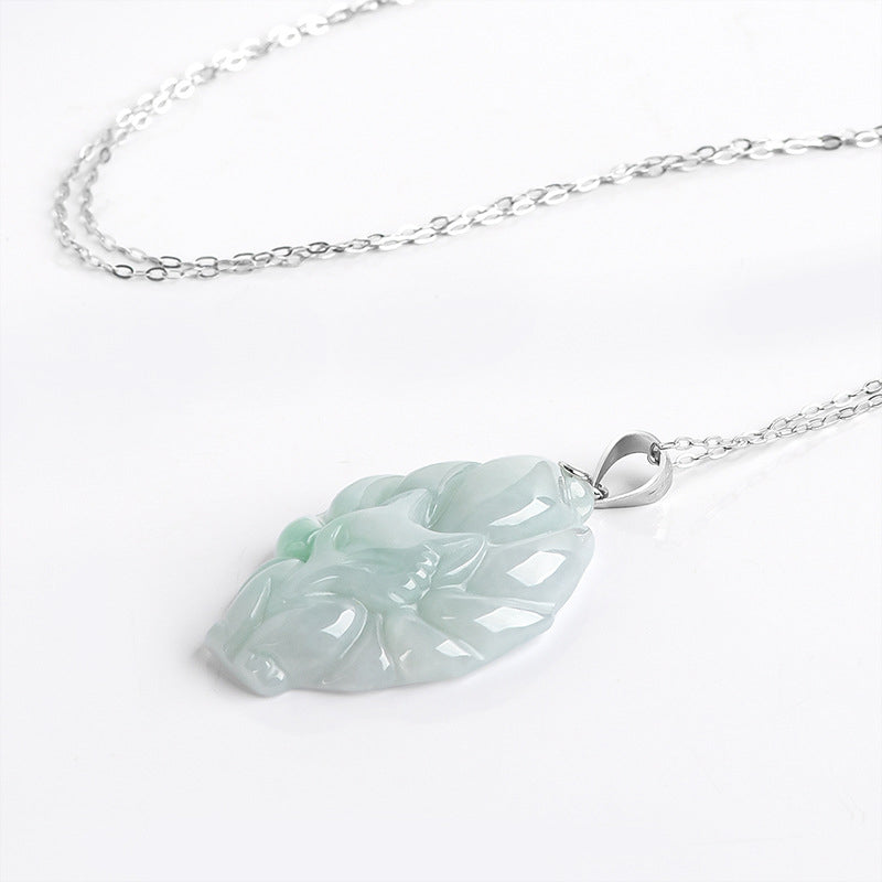 Naszyjnik z naturalnym jadeitem z Buddha Stones, lisem dziewięcioogoniastym, łańcuszkiem z tytanu i stalą, z wisiorkiem - image 7