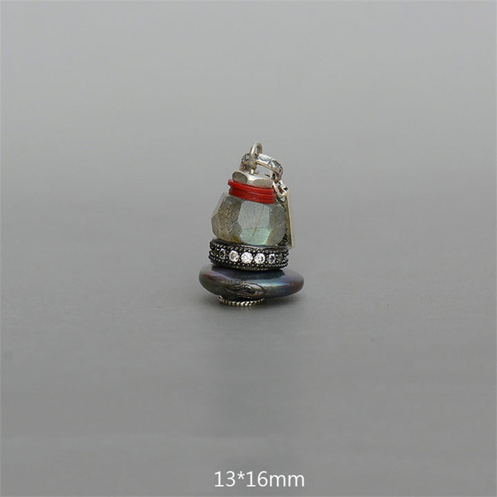 Buddha Stones Zen Cairn Labradorite Różne Kryształy Spokojny Wisiorek Naszyjnik - Wisiorek z labradorytu 13*16mm - image 22
