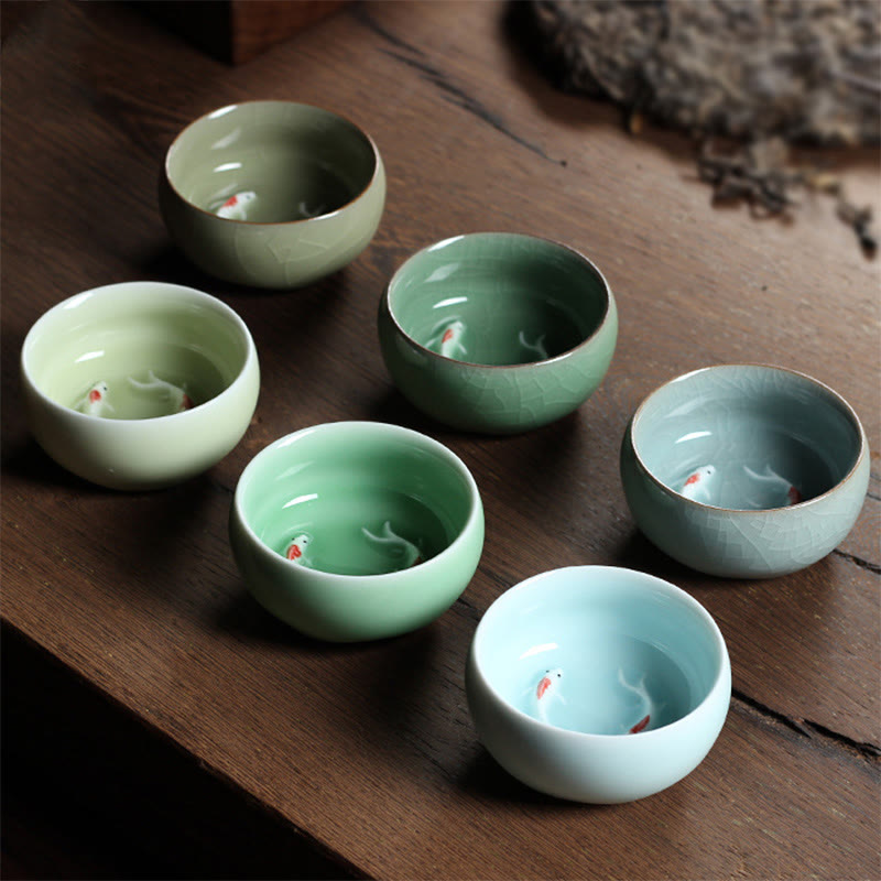 Buddha Stones Kolorowe Ryby Koi Ceramiczny Filiżanka Kung Fu Filiżanka Miska - image 17