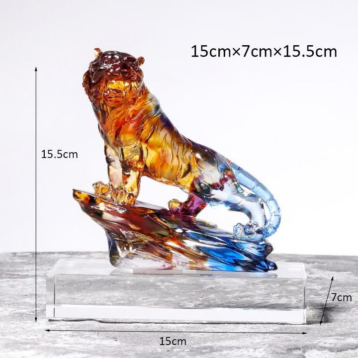 Ręcznie robiony Liuli Crystal Tiger Art Piece Ochrona Dekoracja Domu - image 22