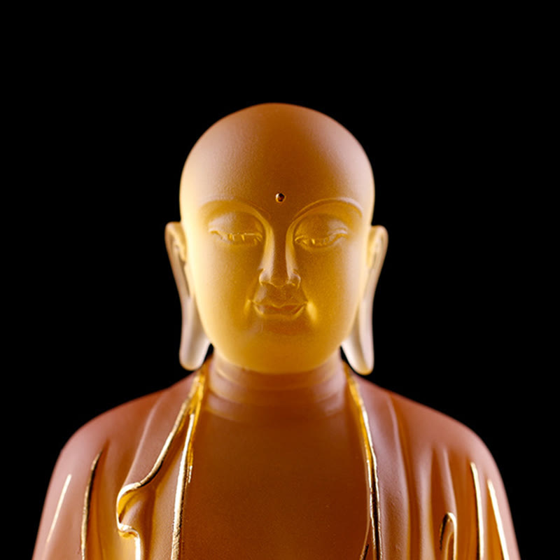 Buddha Stones ręcznie robione Ksitigarbha Bodhisattwa figurka Liuli kryształowe dzieło sztuki posąg spokoju dekoracja domu