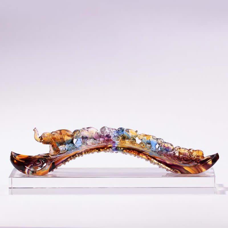 Ręcznie robiony kryształowy słoń Liuli Ruyi, dekoracja domu z kryształową podstawą - image 0