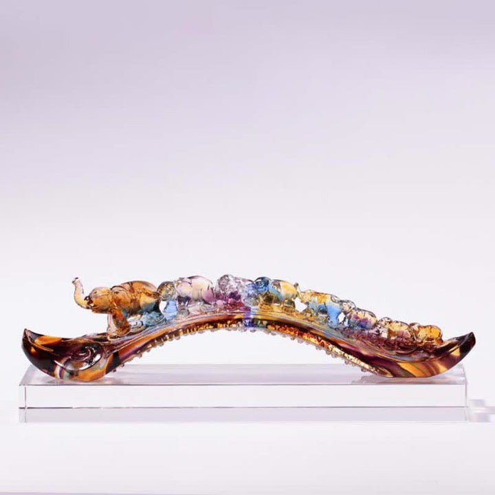 Ręcznie robiony kryształowy słoń Liuli Ruyi, dekoracja domu z kryształową podstawą - image 0