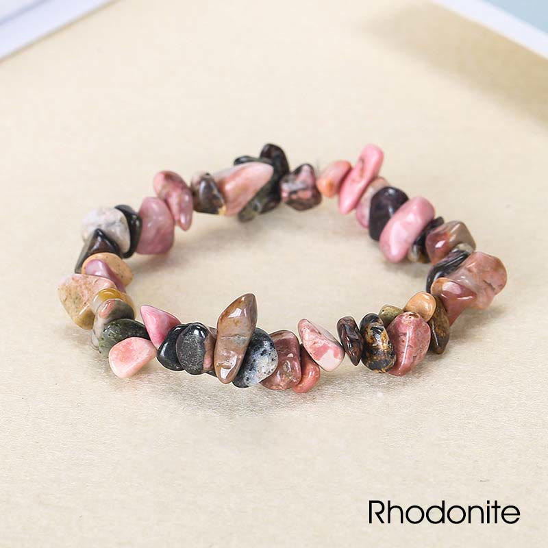 Naturalna nieregularna bransoletka z kryształków o ciepłym i kojącym kształcie - Rodonit (obwód nadgarstka: 15-18 cm) - image 46
