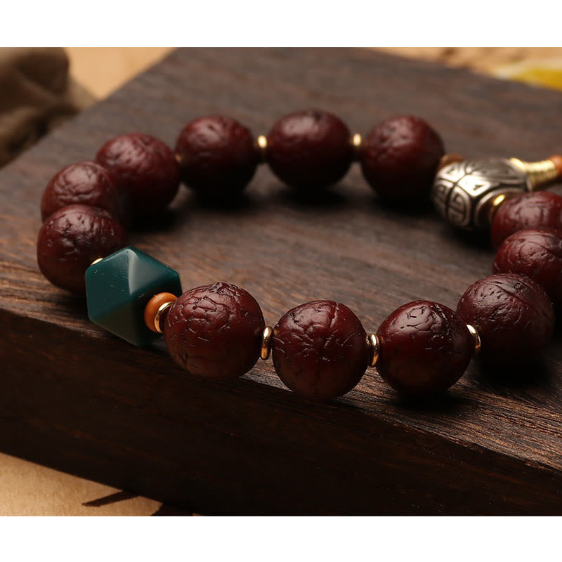 Buddha Stones Tybetańskie Nasiona Bodhi Agat Koralik Szczęście Bogactwo Tassel Charm Nadgarstek Mala