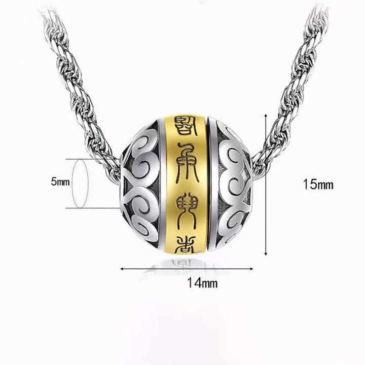 Buddha Stones Taoistyczna Dziewięcioznakowa Mantra Grawerowany Amulet Równowaga Naszyjnik Obrotowy Wisiorek