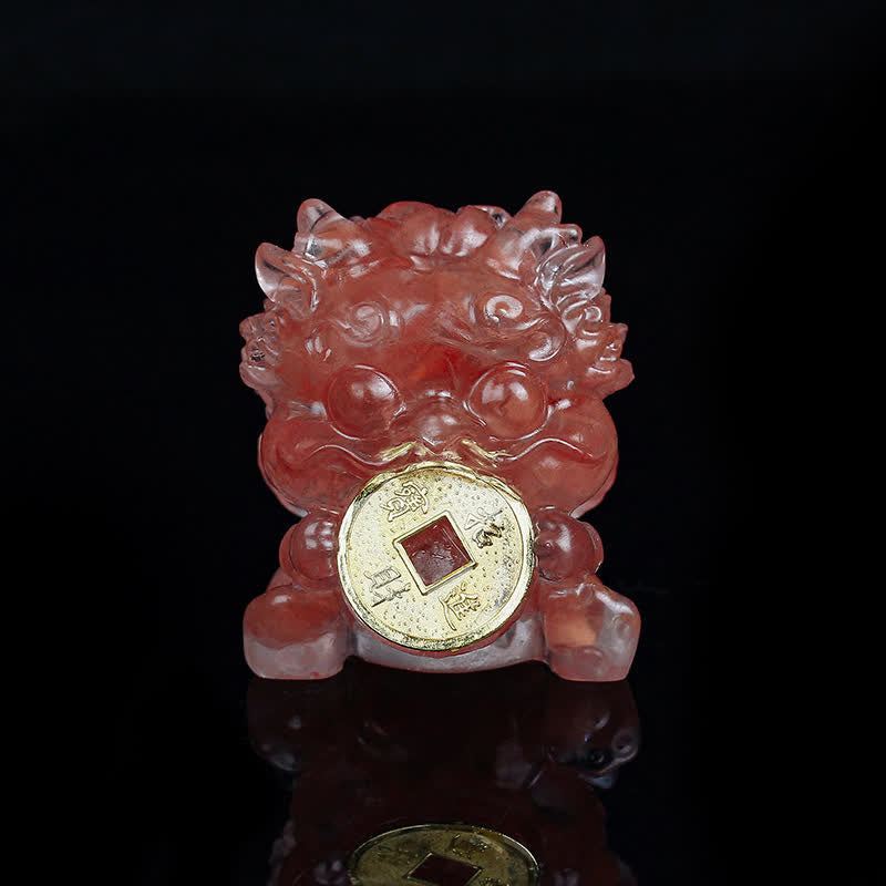 Buddha Stones Ręcznie Robione Słodkie PiXiu Złota Moneta Kryształ Fengshui Energia Bogactwo Fortuna Dekoracja Domu