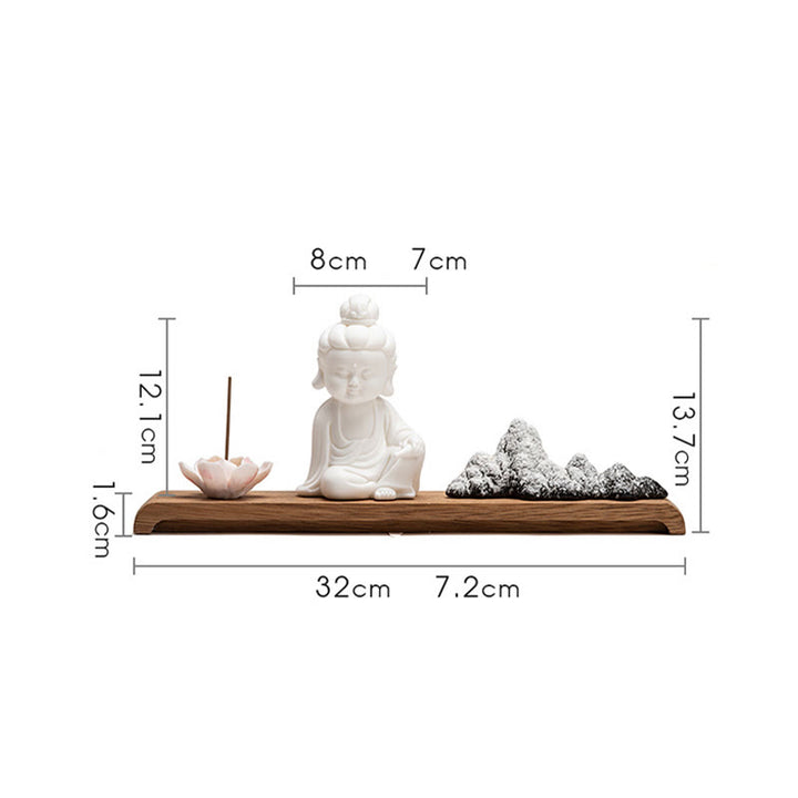 Buddha Stones Kwiat Lotosu Tathagata Kwan Yin Avalokitesvara Ksitigarbha Medytacja Ceramiczny Kadzidełko Dekoracja