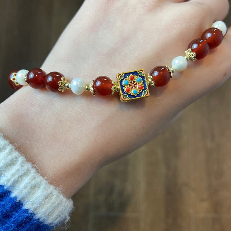 Buddha Stones Red Agat Pearl Confidence Self-accepting