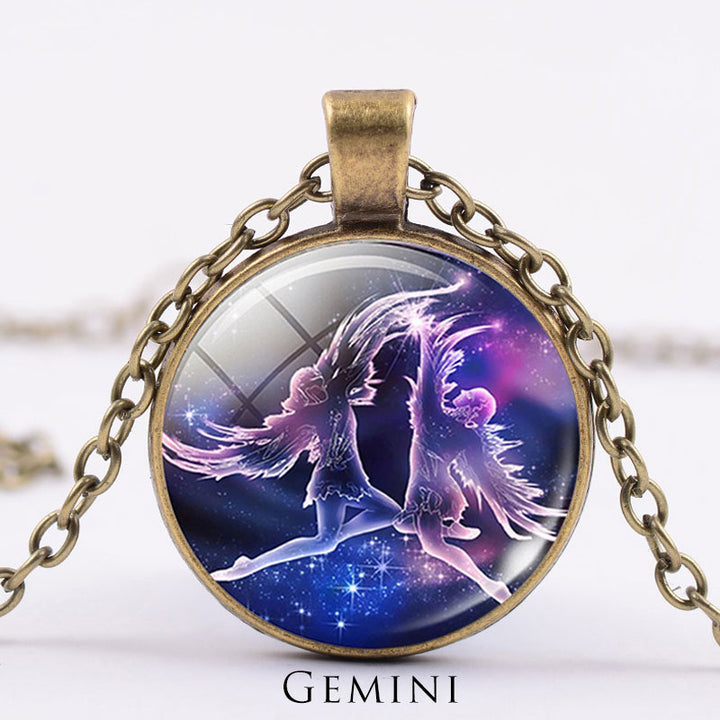 12 konstelacji zodiaku Księżyc Gwiaździste niebo Ochrona Błogosławieństwo Naszyjnik Wisiorek
