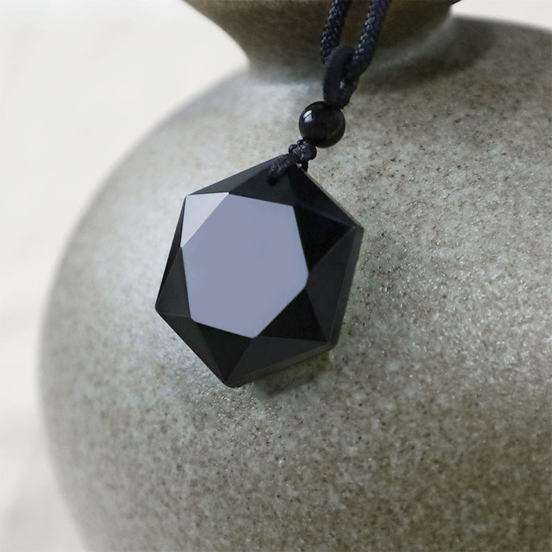 Naszyjnik z czarnym obsydianem Talisman Purify