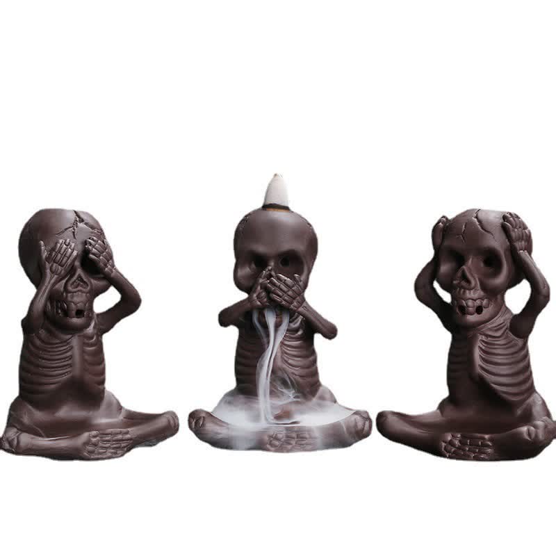 Buddha Stones Mała Czaszka Duch Fioletowa Glina Fontanna Dymna Zwrotna Pokój Kadzidło Palnik Dekoracja
