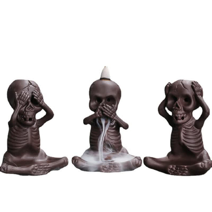 Buddha Stones Mała Czaszka Duch Fioletowa Glina Fontanna Dymna Zwrotna Pokój Kadzidło Palnik Dekoracja