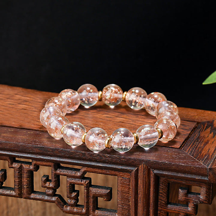 Buddha Stones Złoty Połykający Bestia Rodzina Charm Świecący Fluorescencyjny Liuli Szklany Koralik Bransoletka Sukcesu