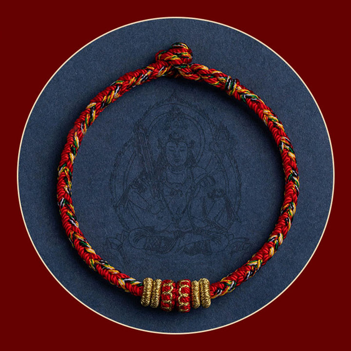 Buddha Stones Tybet Ręcznie Robione Chińskie Zodiak Natal Budda Szczęście Siła Bransoletka z Plecionego Sznurka