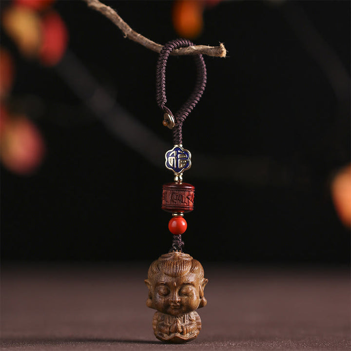 Chiński Zodiak Natal Budda Zielony Sandałowiec Om Mani Padme Hum Brelok Pokoju
