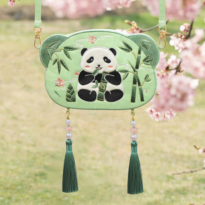 Haft Buddha Stones Szczęśliwa Panda Kot Shiba Inu Jeleń Królik Lis Kwiat Urocze Zwierzę Hanfu Torba Torebka Crossbody Torba Na Ramię
