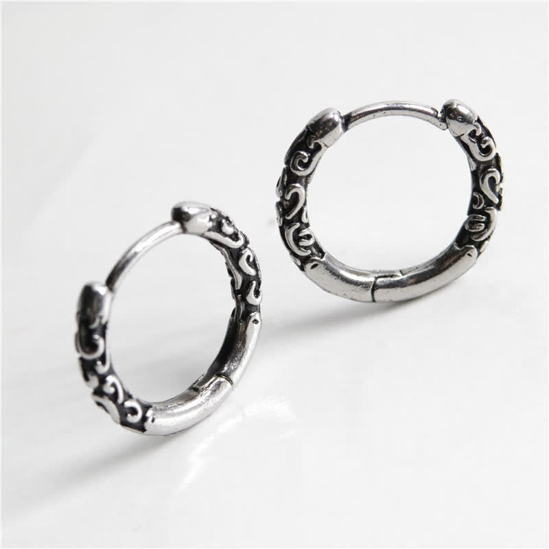 Kolczyki Buddha Stones Viking Celtic Hoop Titanium Steel Balance
