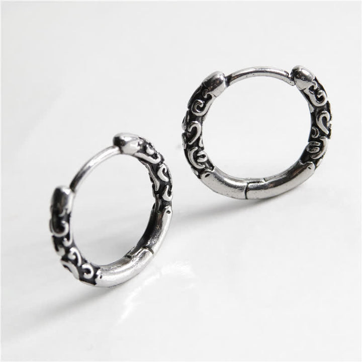 Kolczyki Buddha Stones Viking Celtic Hoop Titanium Steel Balance