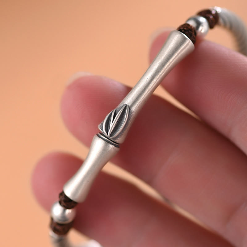 Buddha Stones 999 Srebro Sterling Wzór Bambusa Bransoletka Cicada Luck Wealth - image 9