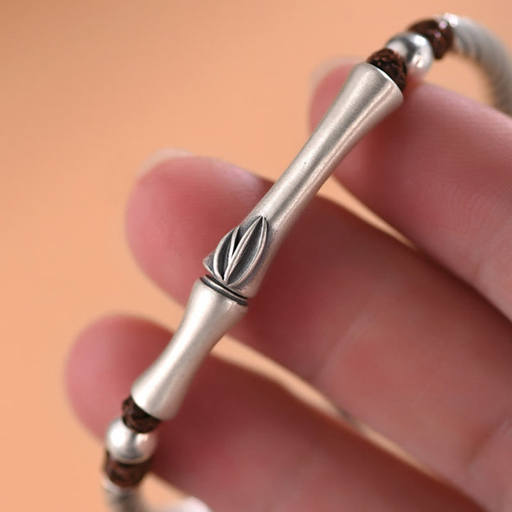 Buddha Stones 999 Srebro Sterling Wzór Bambusa Bransoletka Cicada Luck Wealth - image 9