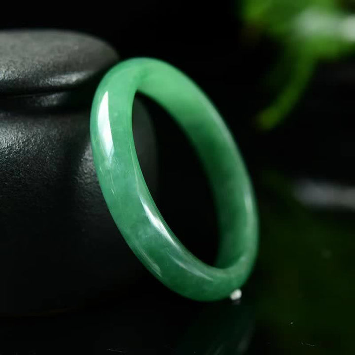 Bransoletka z jadeitu z Buddha Stones , uzdrawiająca, zapewniająca obfitość i ochronę - 61 mm - image 0