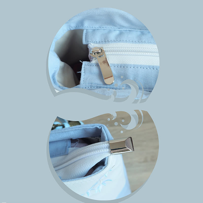 Kwiat gruszy śliwka brzoskwiniowy kwiat bambus haft płótno duża pojemność torba na ramię torba typu tote - image 8